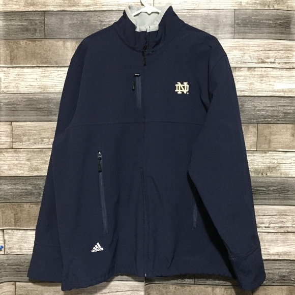 Adidas Notre Dame Softshell Fleece Lined Jacket Men’s L Navy Blue Full Zip - Picture 4 of 11